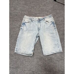 Artful Rebel Mens Light Wash Denim Jean Shorts Size 34 Blue Faded Casual